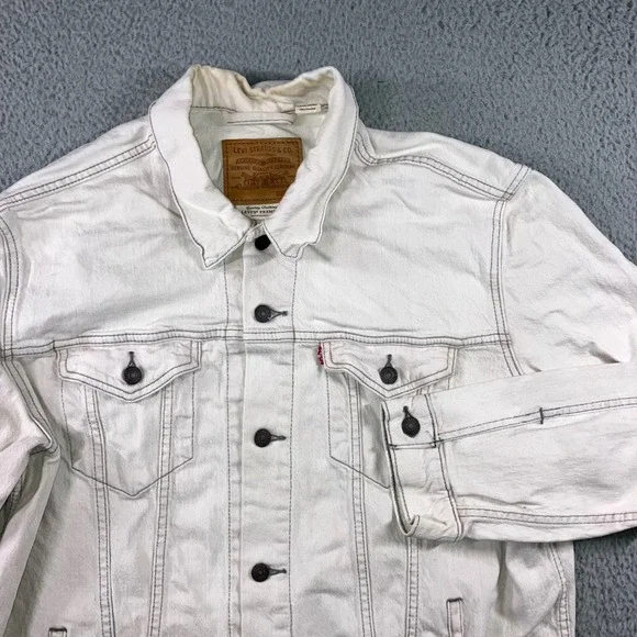 Levi's Premium Trucker Jacket Men 2XL White Denim Contrast Stitch Neutral Casual - Picture 1 of 10